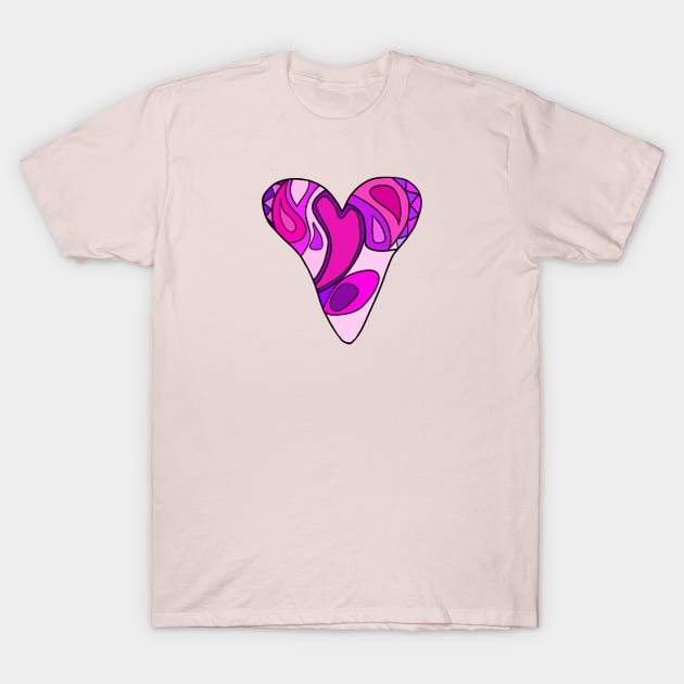 Long Pink Heart T-Shirt by VazMas Design